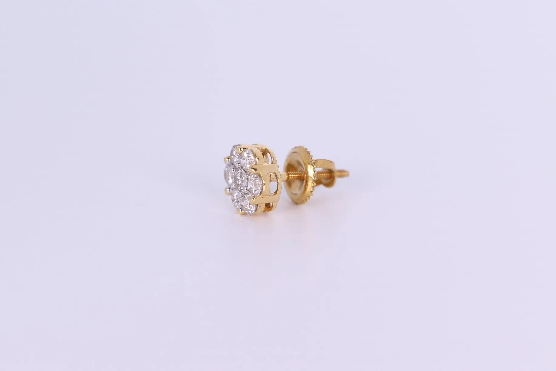 10K Yellow Gold Flower Cluster Earrings 1.00Ctw