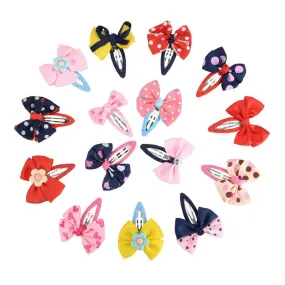 15pcs Bow Barrettes Hair Snaps