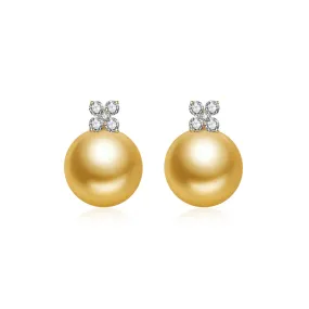 18K Solid Gold South Sea Golden Pearl Earring KE00110