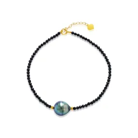 18K Solid Gold Tahitian Pearl Bracelet KB00032