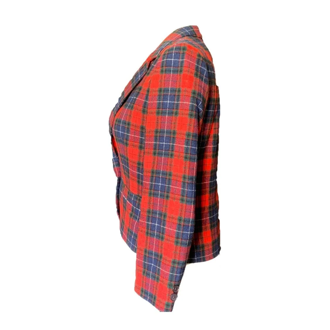 1970s Red Plaid Short Wool Jacket or Bolero by Pendleton. 2020 Fall Fashion Trend Vintage Style.