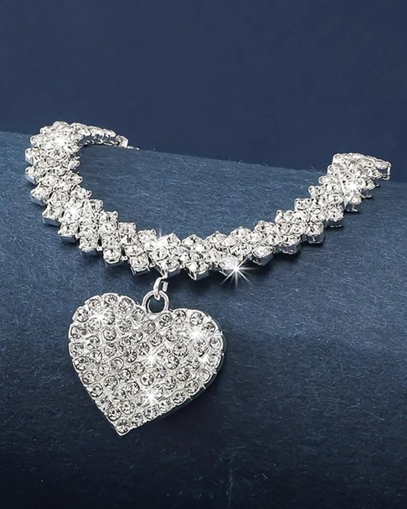 1pc Rhinestone Heart Pendant Necklace Wedding Jewelry