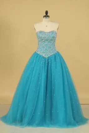 2024 Ball Gown Sweetheart Beaded Bodice Quinceanera Dresses Tulle Floor PDAZTQRY