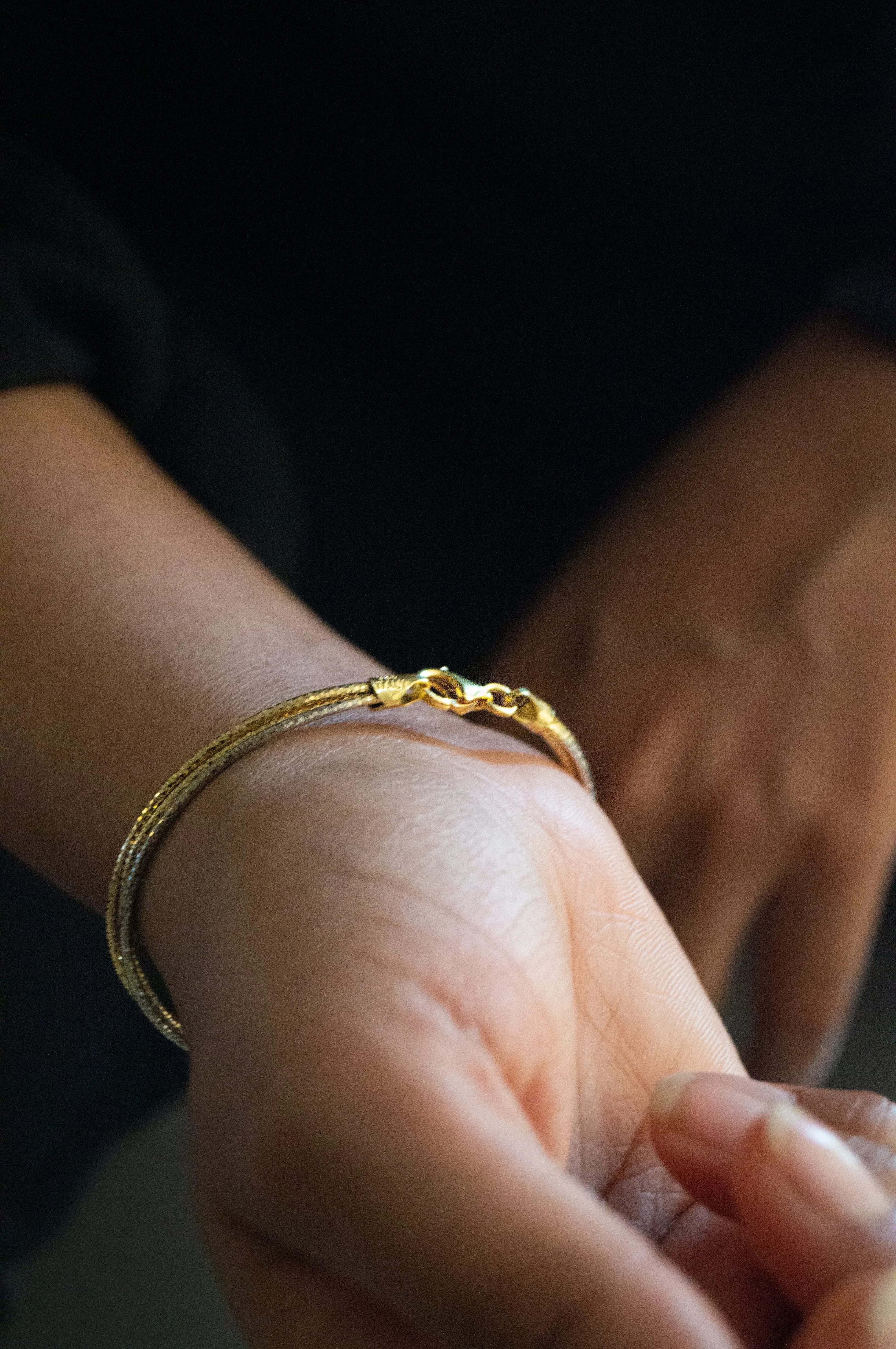 3 Layer Shimmering 2 Tone Sterling Silver Flexible Bracelet