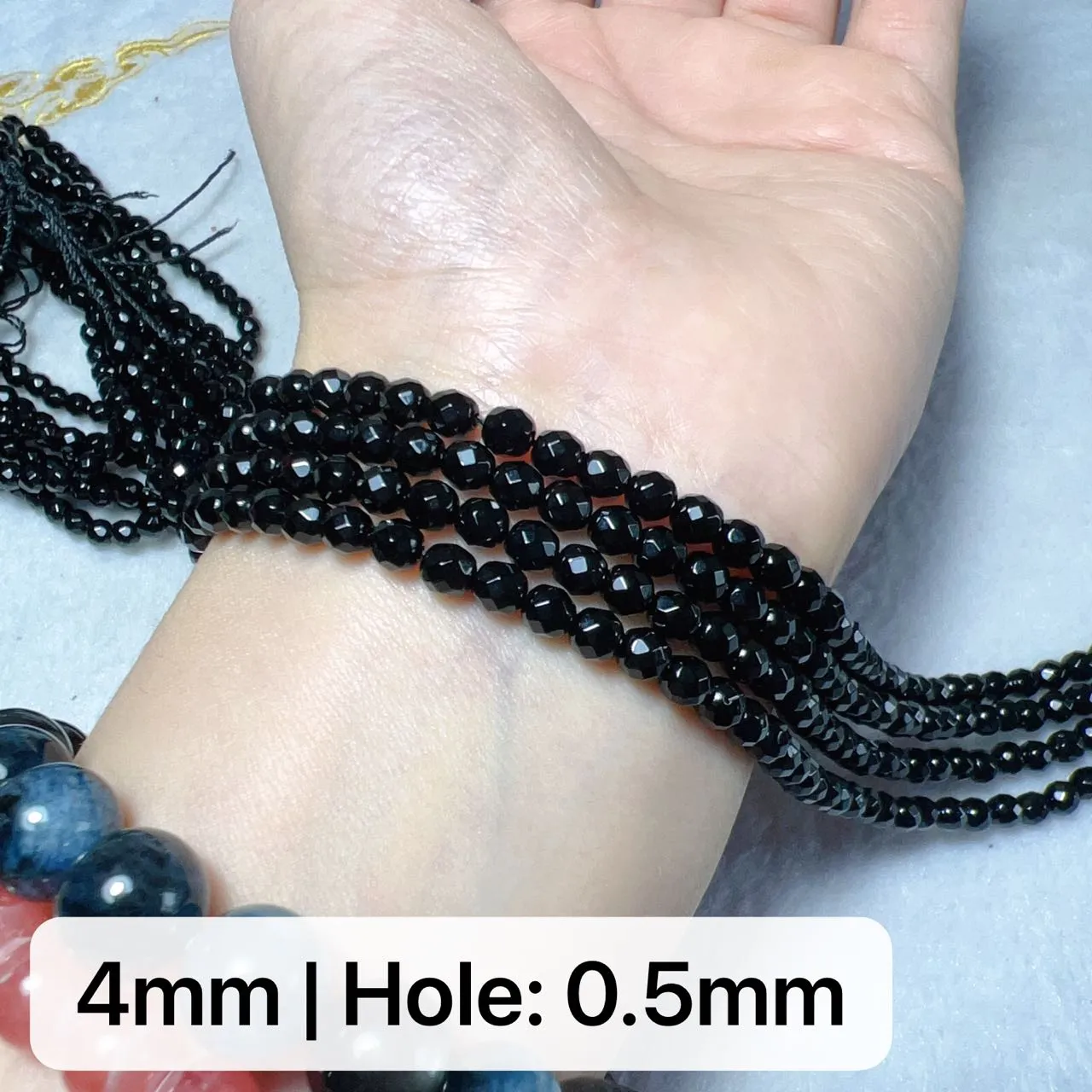 3mm 4mm 5mm Heated Black Onyx Faceted Round Bead Strands for DIY Jewelry Project