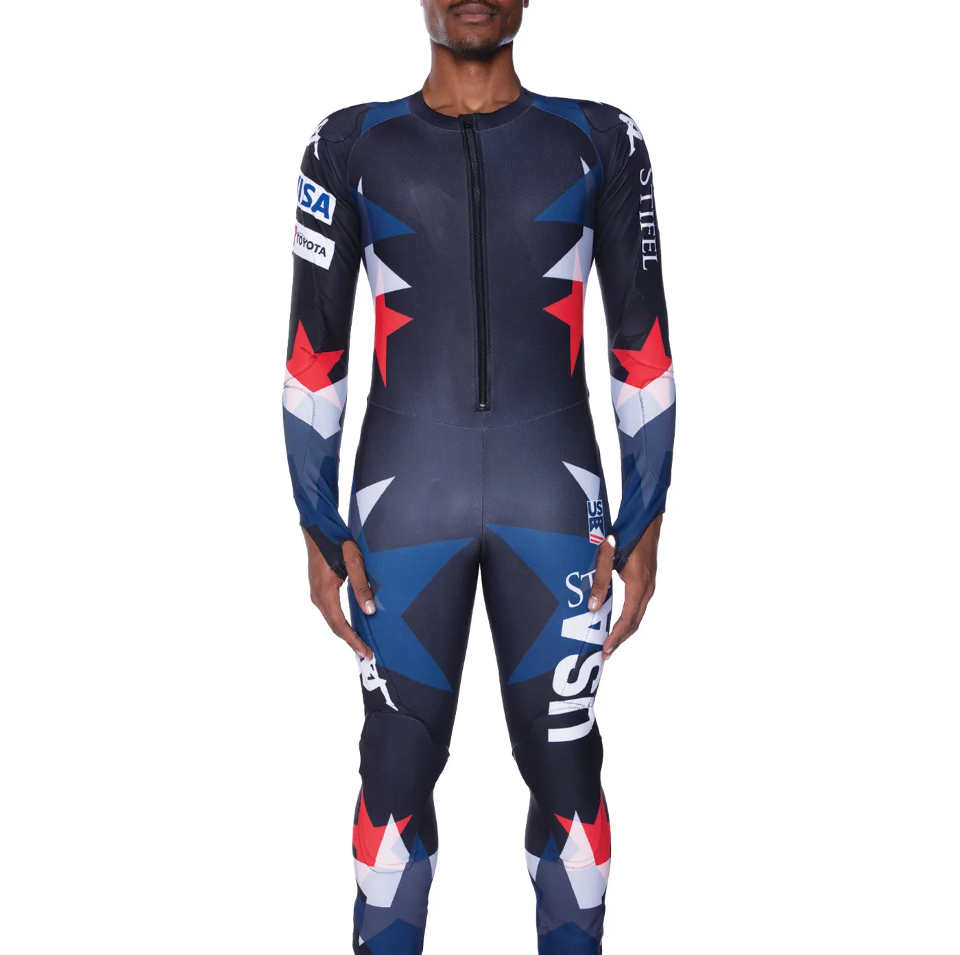 4Cento 400 Kombat SL 2023 FIS US Padded Race Suit - Navy White