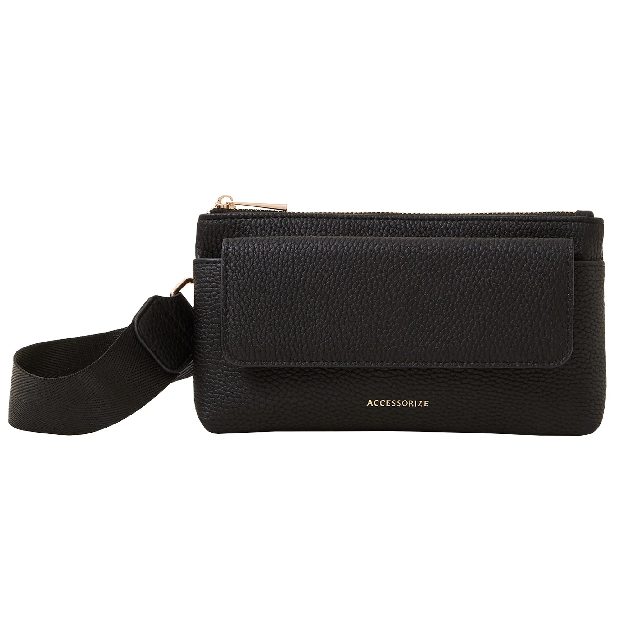 Accessorize London Women's Black Front Flap Phone Bag