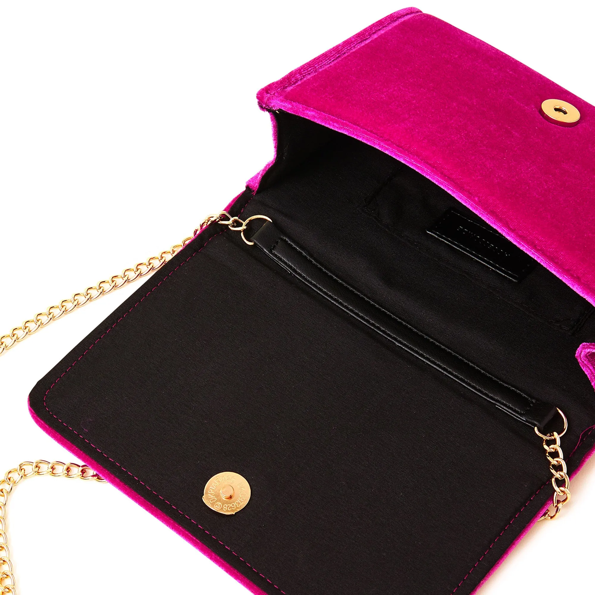 Accessorize London Women's Fuchsia Velvet Cross Body Bag