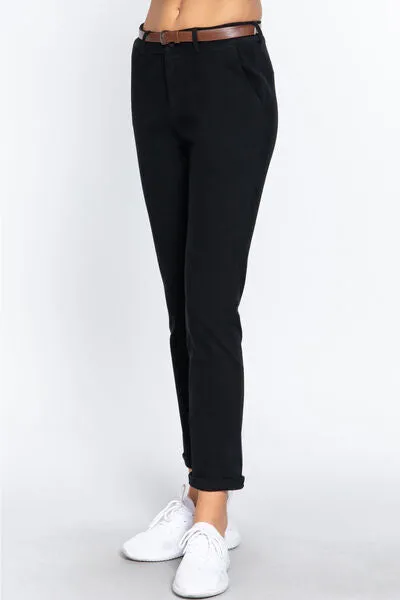 Active Basic Cotton-Span Twill Straight Pants