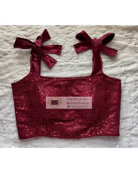 Alicia Maroon Sequins Crop Top