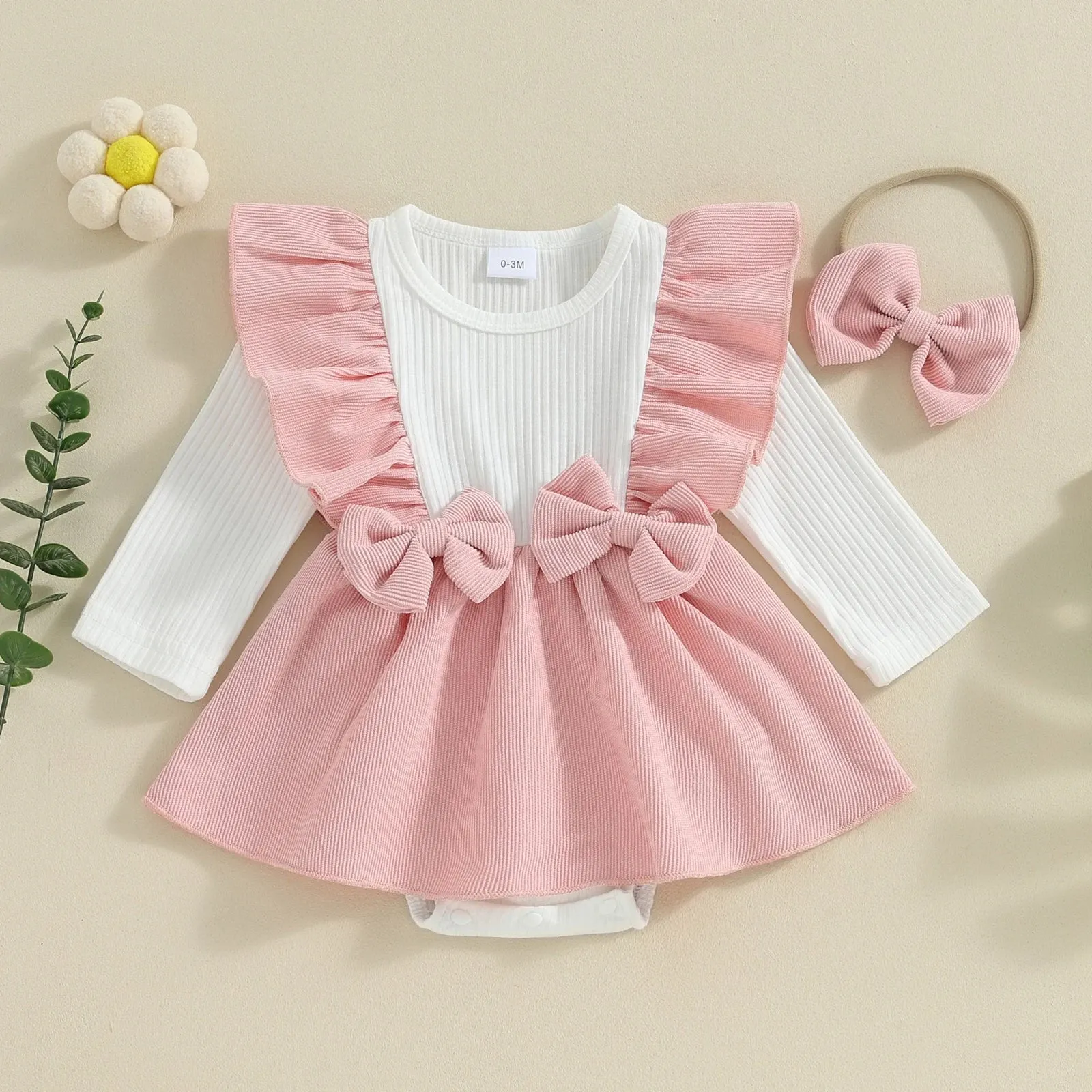 AMALIA Corduroy Bowtie Romper Dress