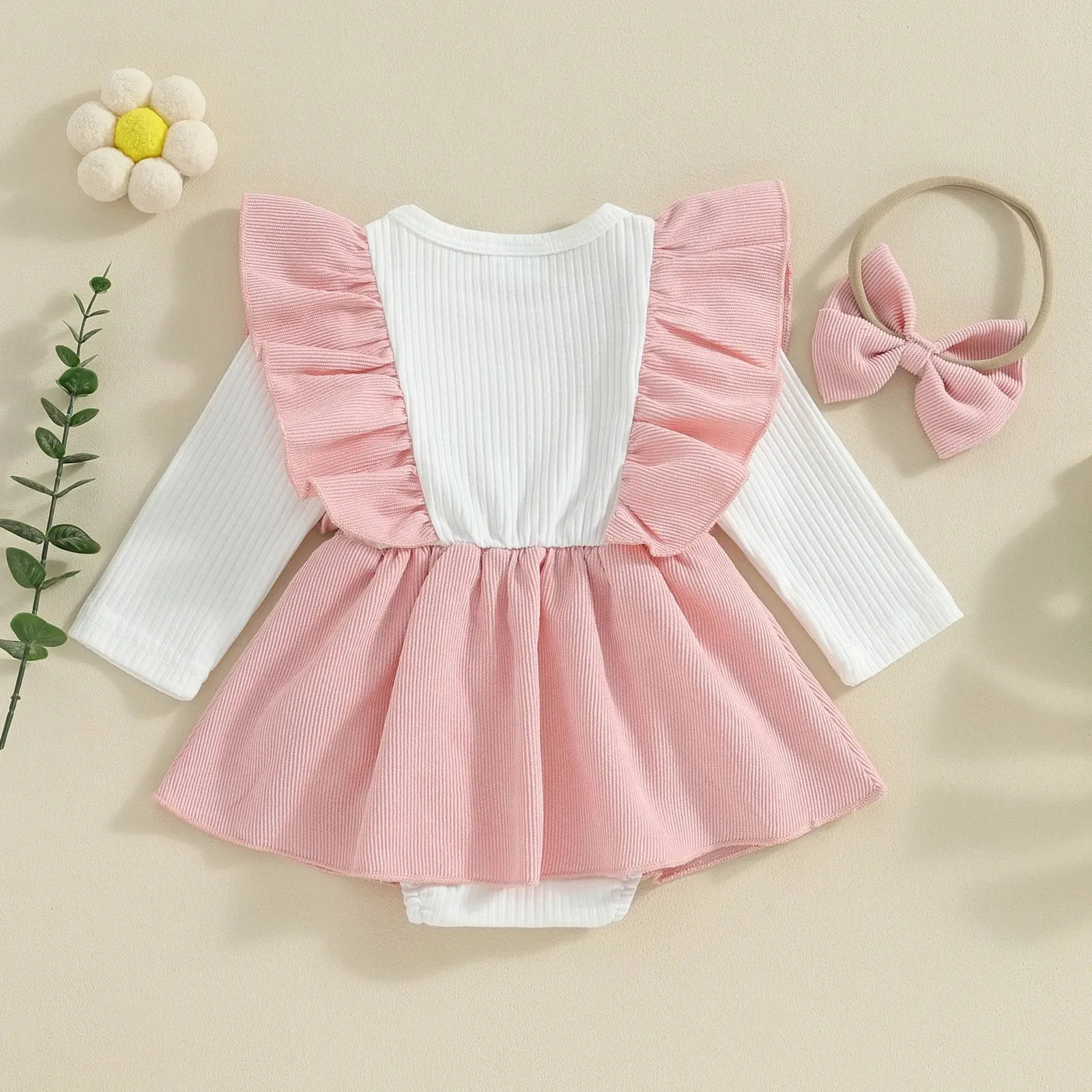 AMALIA Corduroy Bowtie Romper Dress