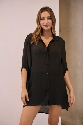 Annabelle Black Sheer 1/2 Sleeve Shirt