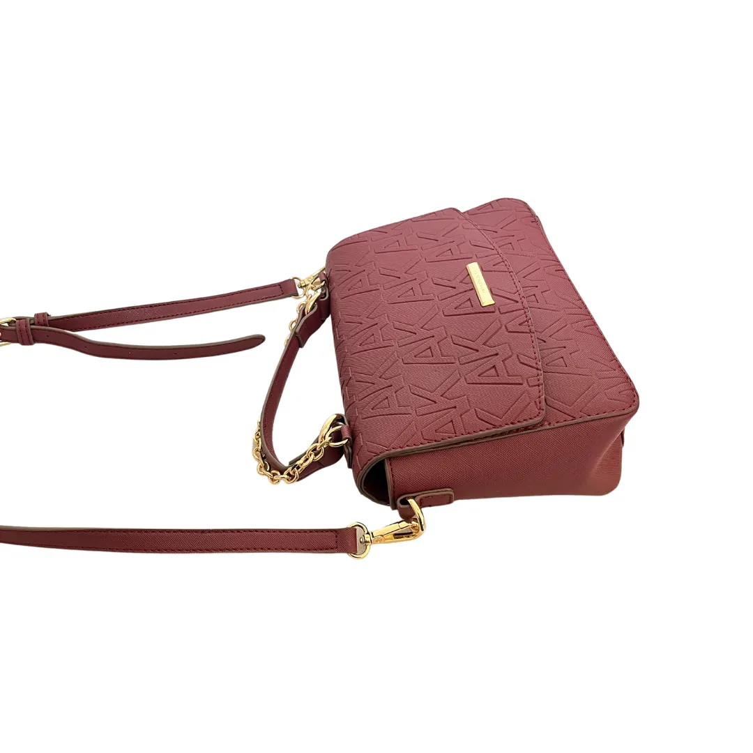 Anne Klein Maroon Medium Leatherette Logo Crossbody Bag | Like New |