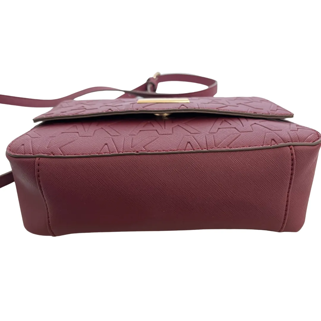 Anne Klein Maroon Medium Leatherette Logo Crossbody Bag | Like New |