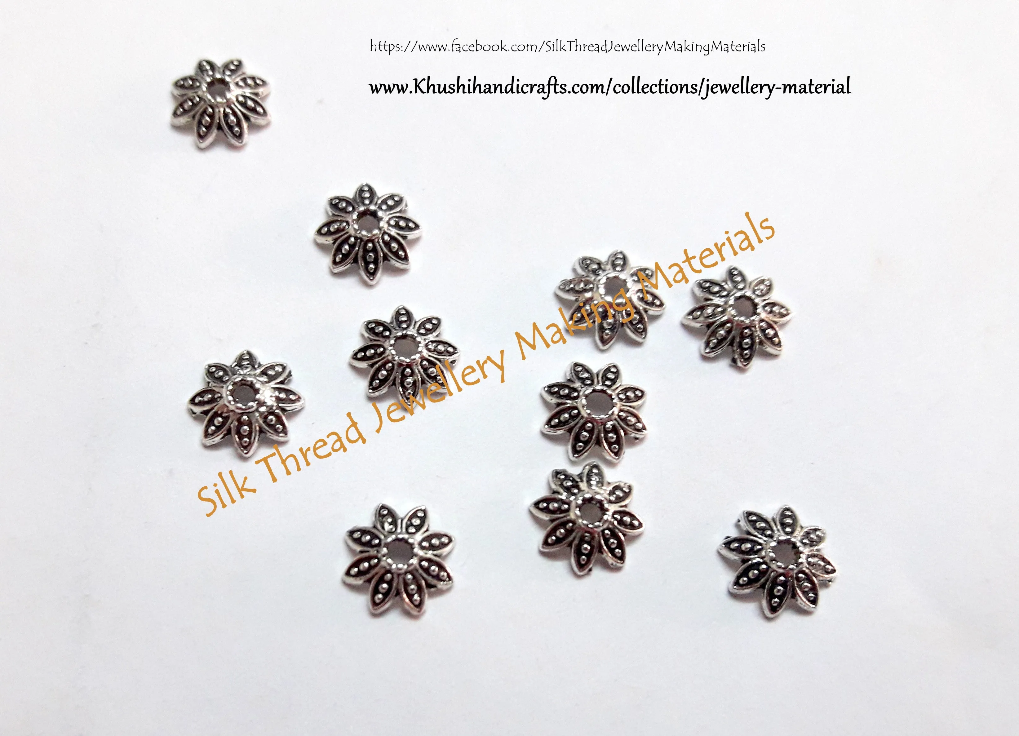 Antique Gold/Silver Bead Cap Flower pattern 1. Sold per pack of 5 pairs/10 pieces! -BC30