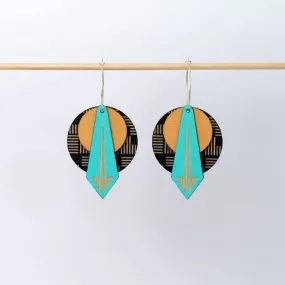 Architectural Lightweight Leather   Birch Earring: Arrow Geo