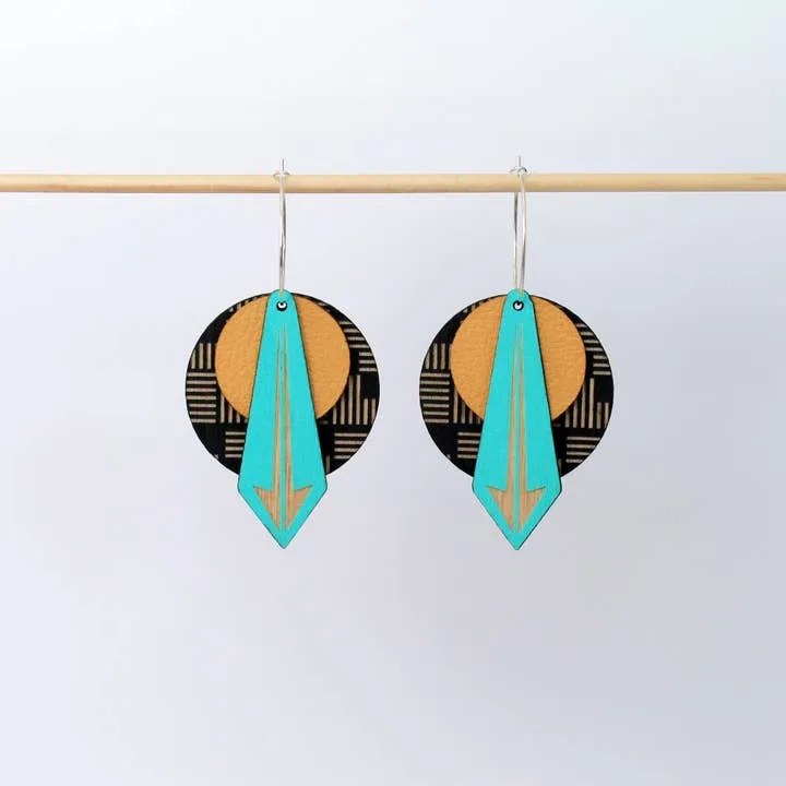 Architectural Lightweight Leather   Birch Earring: Arrow Geo