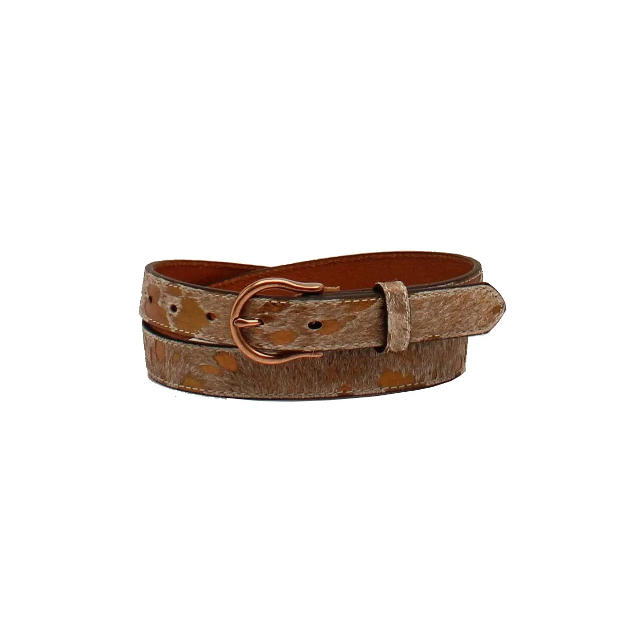 Ariat Women's Brass Metallic Calf Hair Belt - Tan