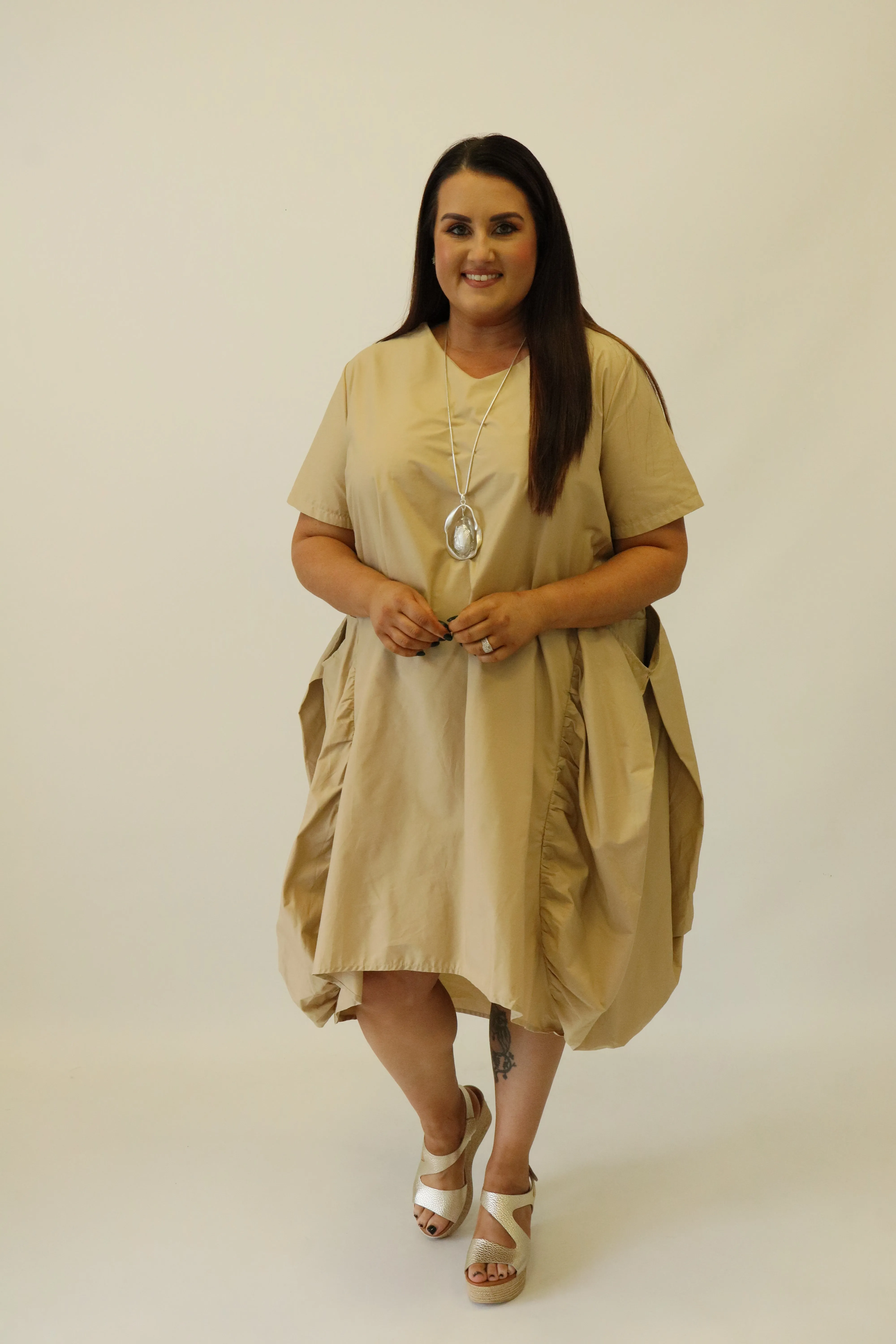 Avery Dress in Tan