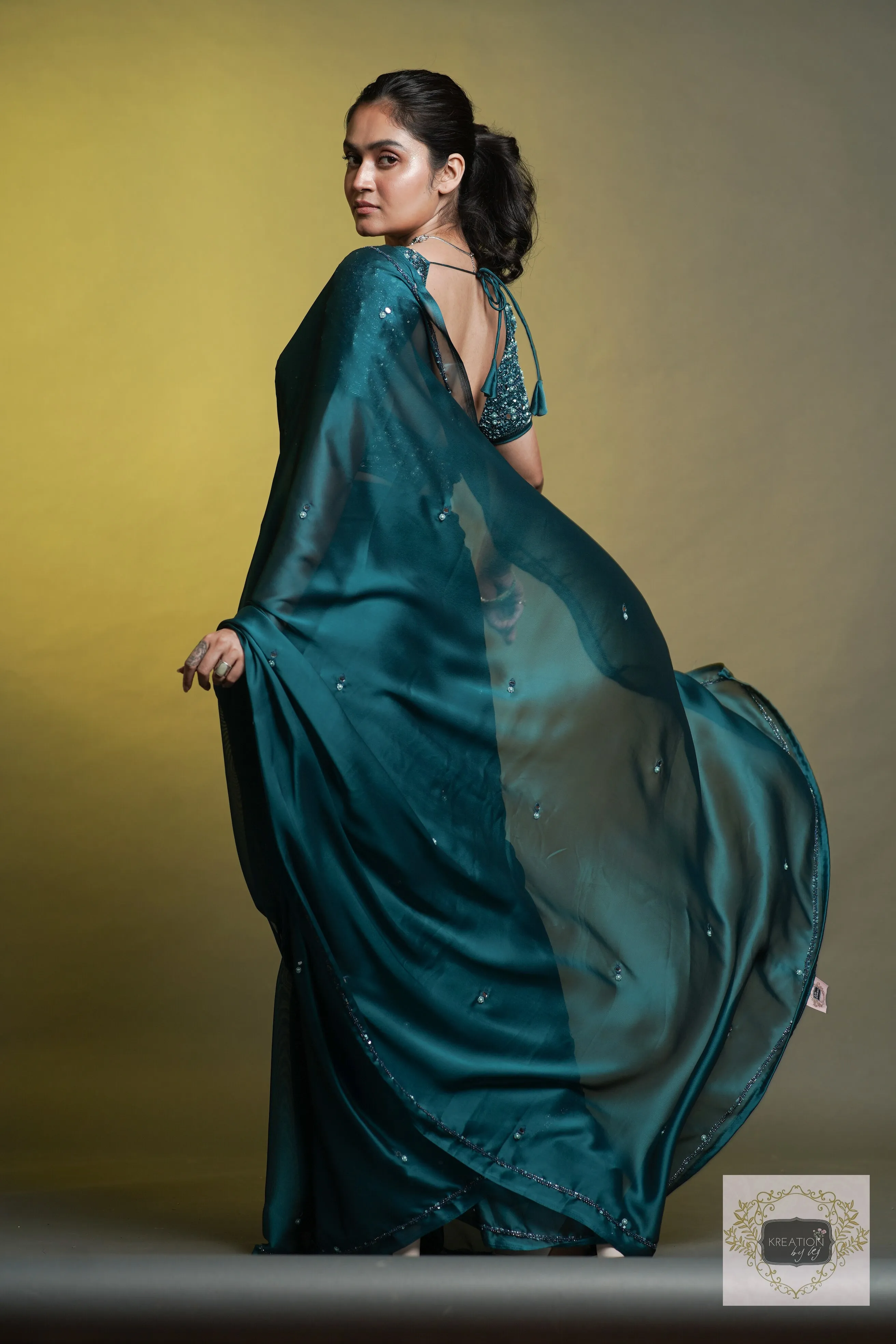 Azure Blue Cocktail Saree