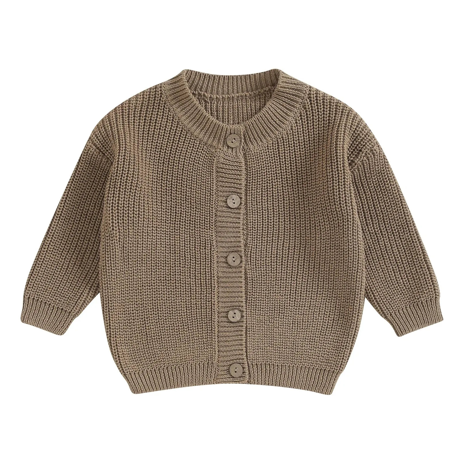 Baby Girls Button Down Sweater Cardigan - Coffee Brown