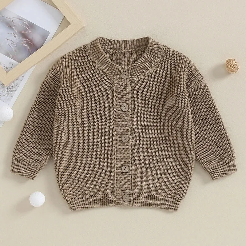 Baby Girls Button Down Sweater Cardigan - Coffee Brown