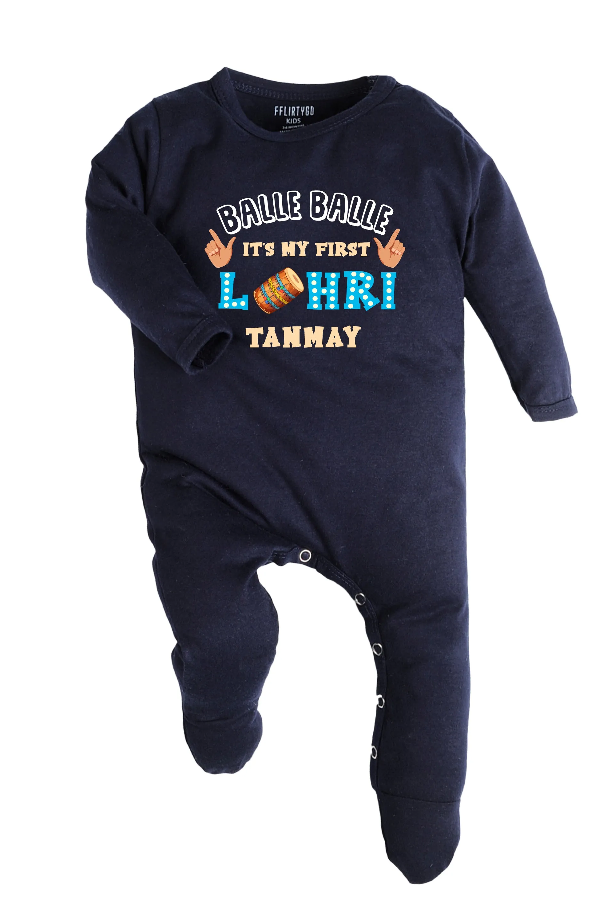 Balle Balle It's My First Lohri Baby Romper | Onesies w/ Custom Name