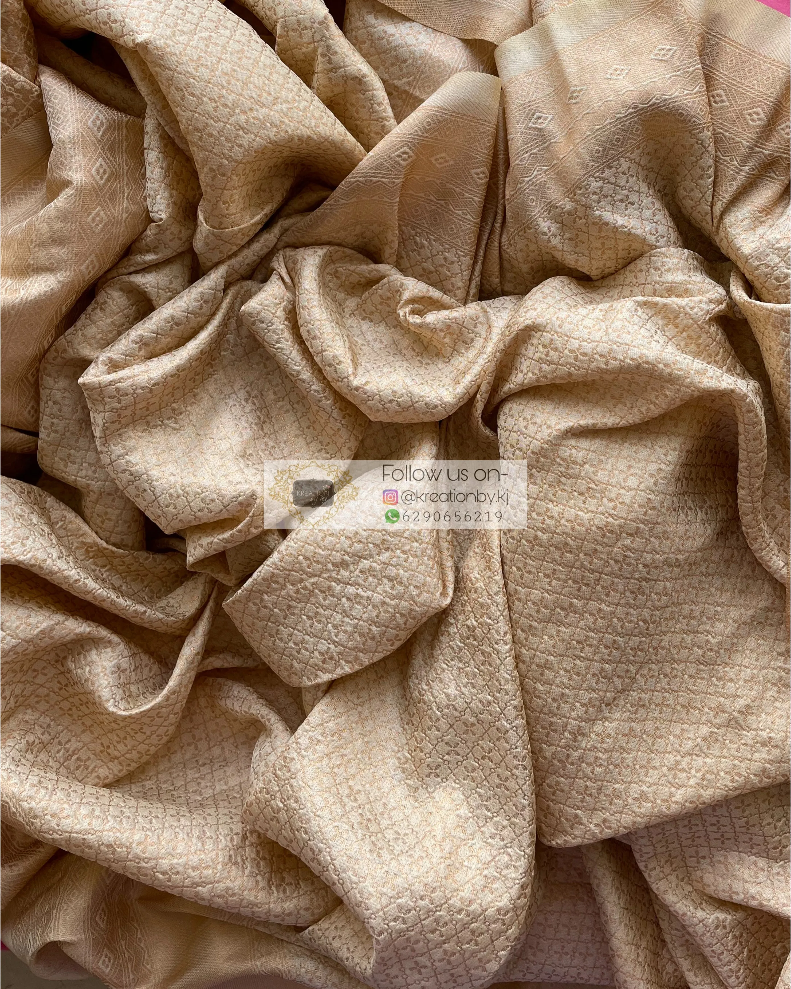 Beige Banarasi Saree with Designer Blouse