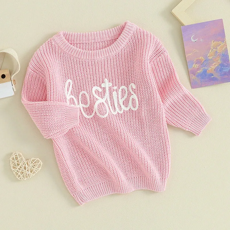 BESTIES - Pink Baby Girl Deluxe Sweater Layette Fall Winter