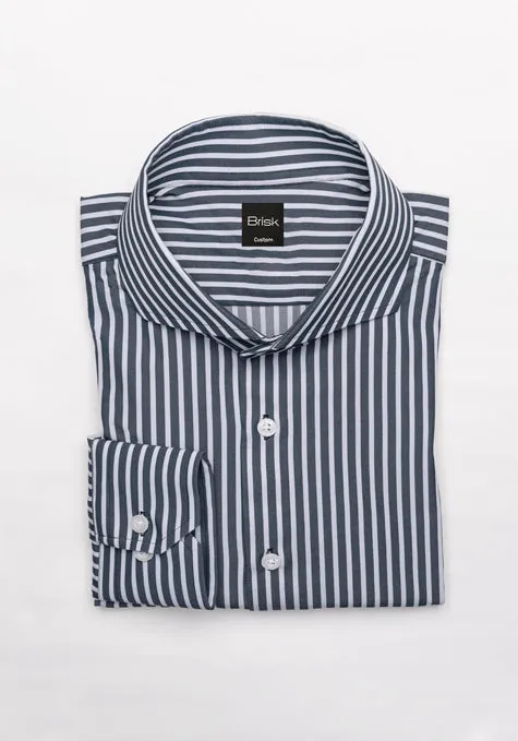 Black Four-way Performance Stretch Stripes Shirt - Wrinkle Free