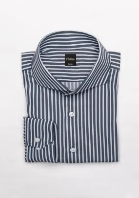 Black Four-way Performance Stretch Stripes Shirt - Wrinkle Free