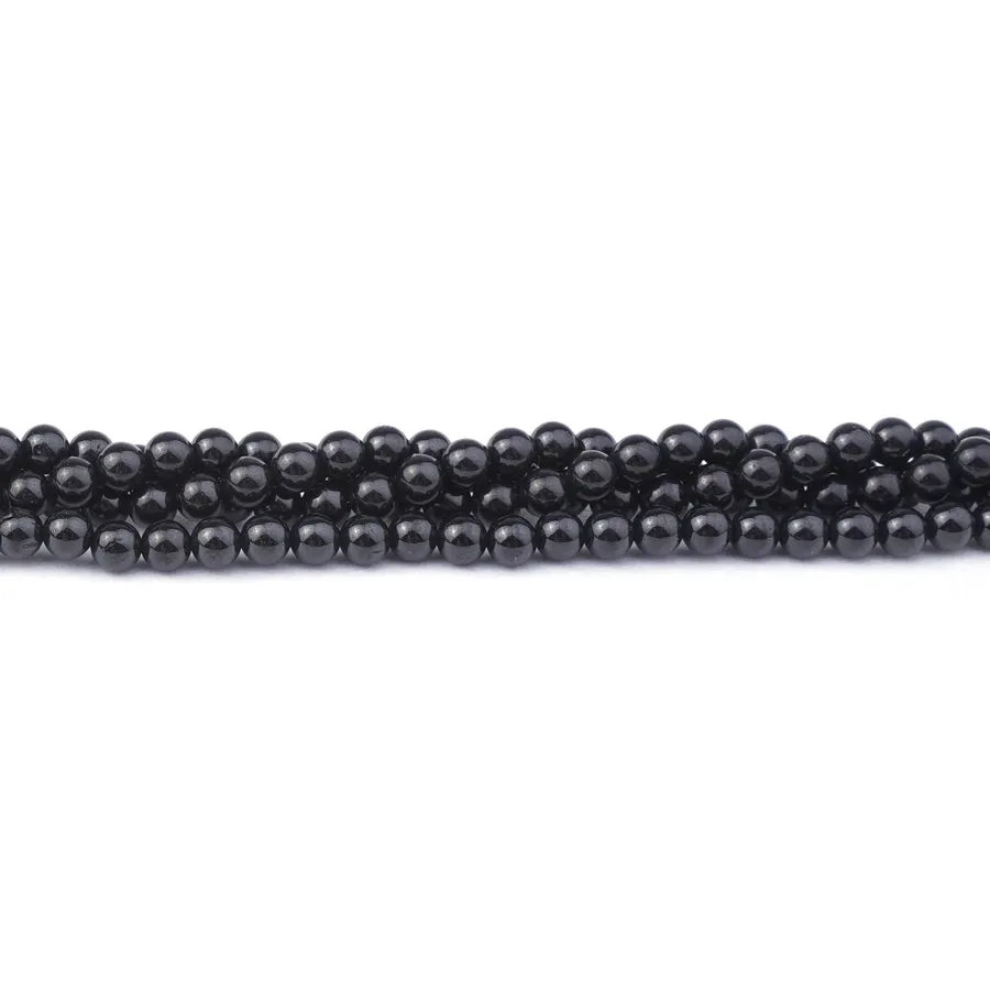 Black Spinel 4mm Natural Round - 15-16 Inch