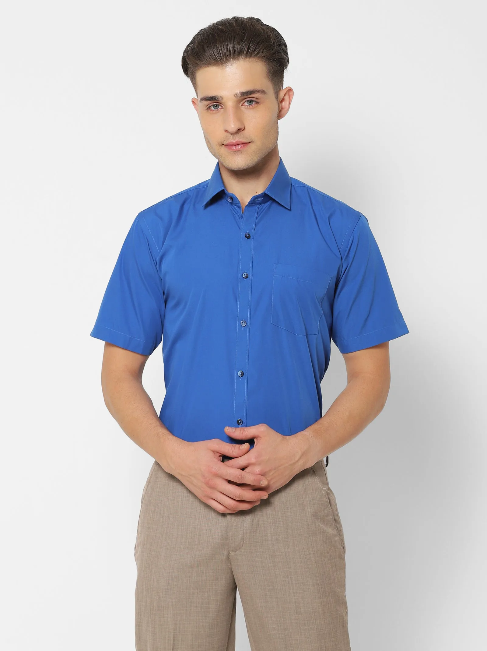 Blue Solid Formal Shirt