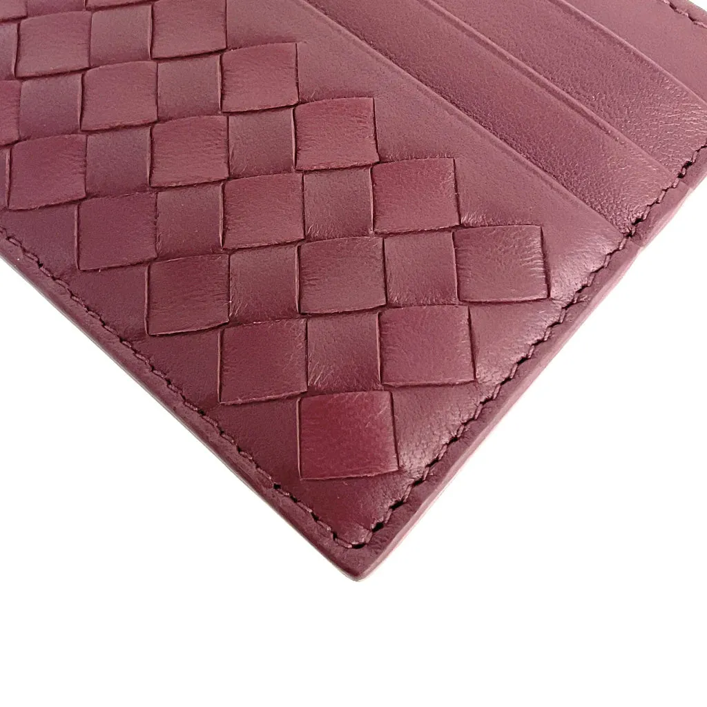 Bottega Veneta Dark Red Intrecciato Nappa Leather Cardholder