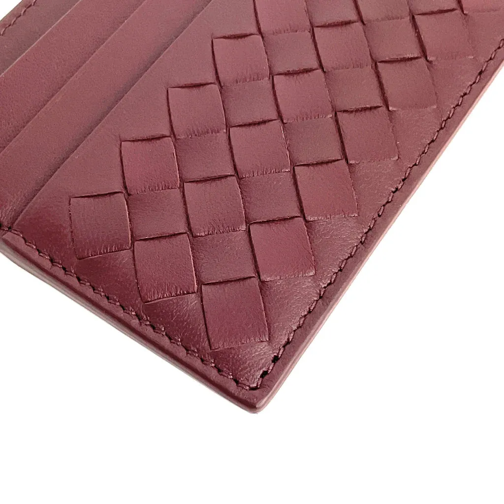 Bottega Veneta Dark Red Intrecciato Nappa Leather Cardholder