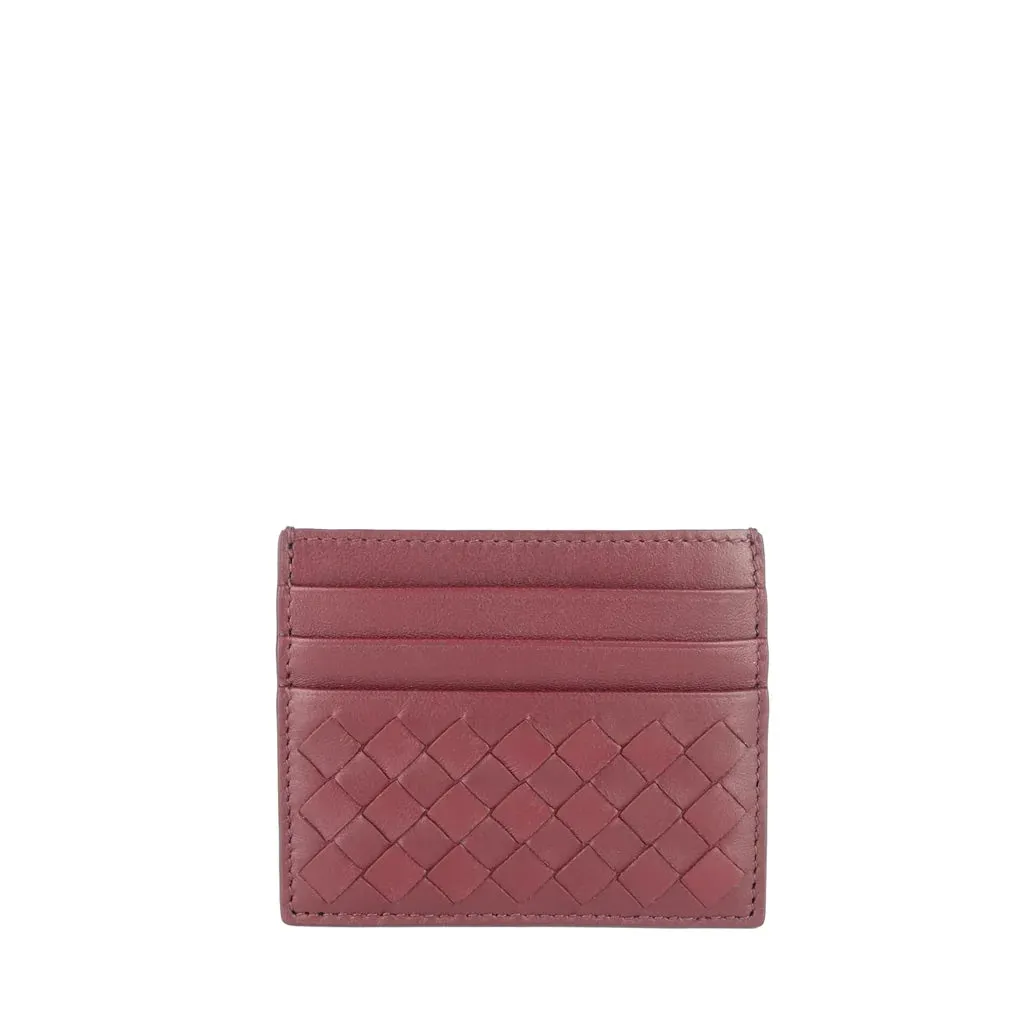 Bottega Veneta Dark Red Intrecciato Nappa Leather Cardholder