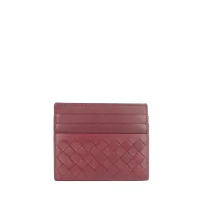 Bottega Veneta Dark Red Intrecciato Nappa Leather Cardholder