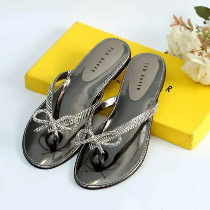 Bow Rhinestone Flat Soft Slipper