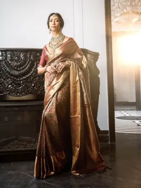 Brocade Zari Jaal Handloom Kanjivaram Woven Saree