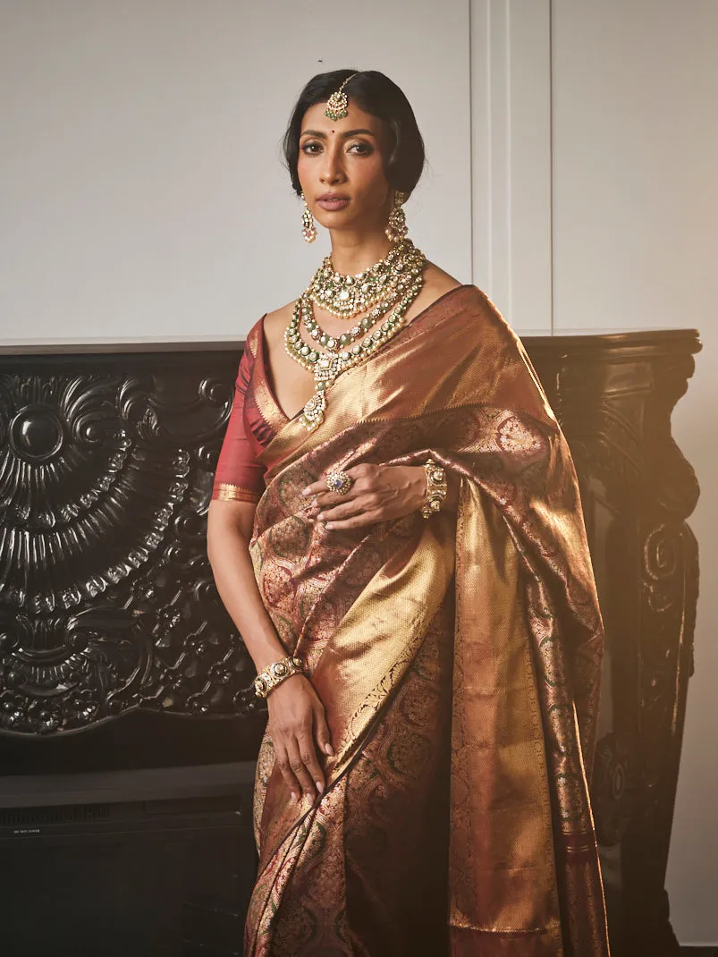 Brocade Zari Jaal Handloom Kanjivaram Woven Saree