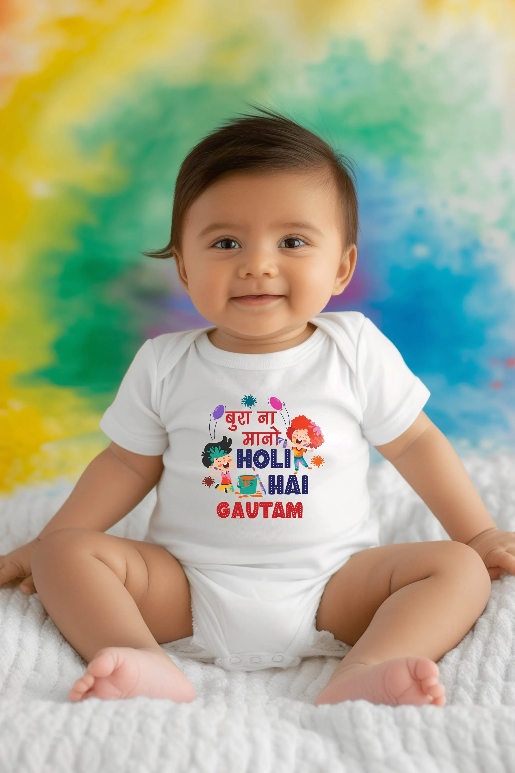 Bura Na Mano Holi Hai Baby Romper | Onesies w/ Custom Name