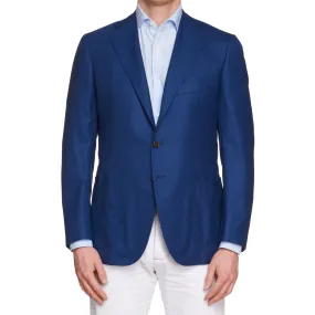 CESARE ATTOLINI Handmade Blue Silk-Wool Super 170's Jacket EU 48 NEW US 38