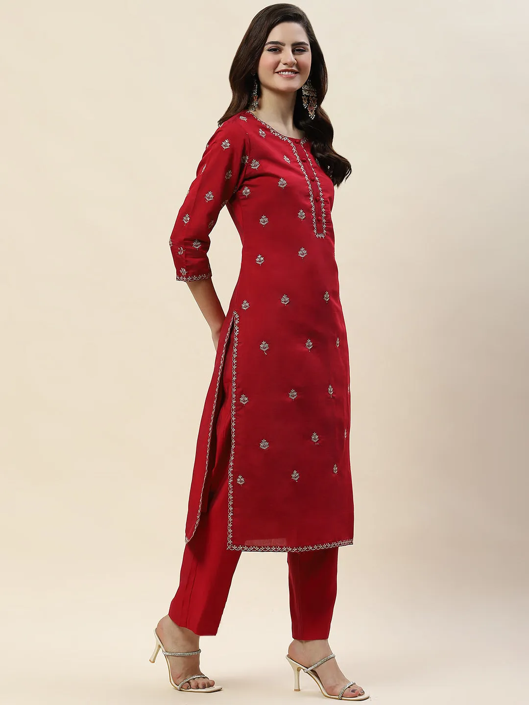 Chanderi Kurta With Pants