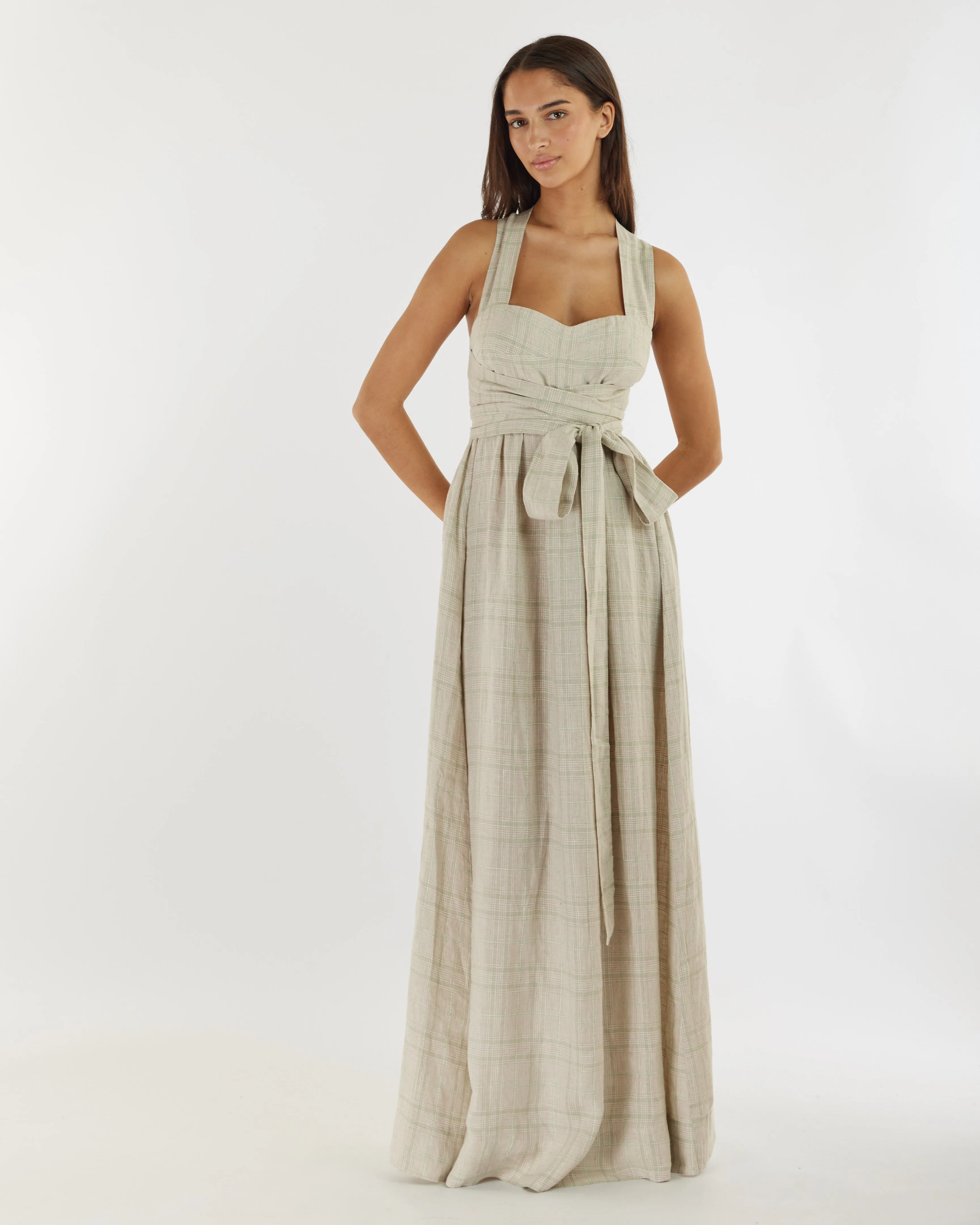 Charlotte Check Wrap Maxi Dress