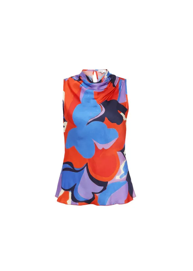 Cintia Sleeveless Printed Blouse in moving flowers by FRNCH