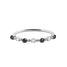 Classic Gigi 3 Diamond Black Ring, White Gold, Size 5.75