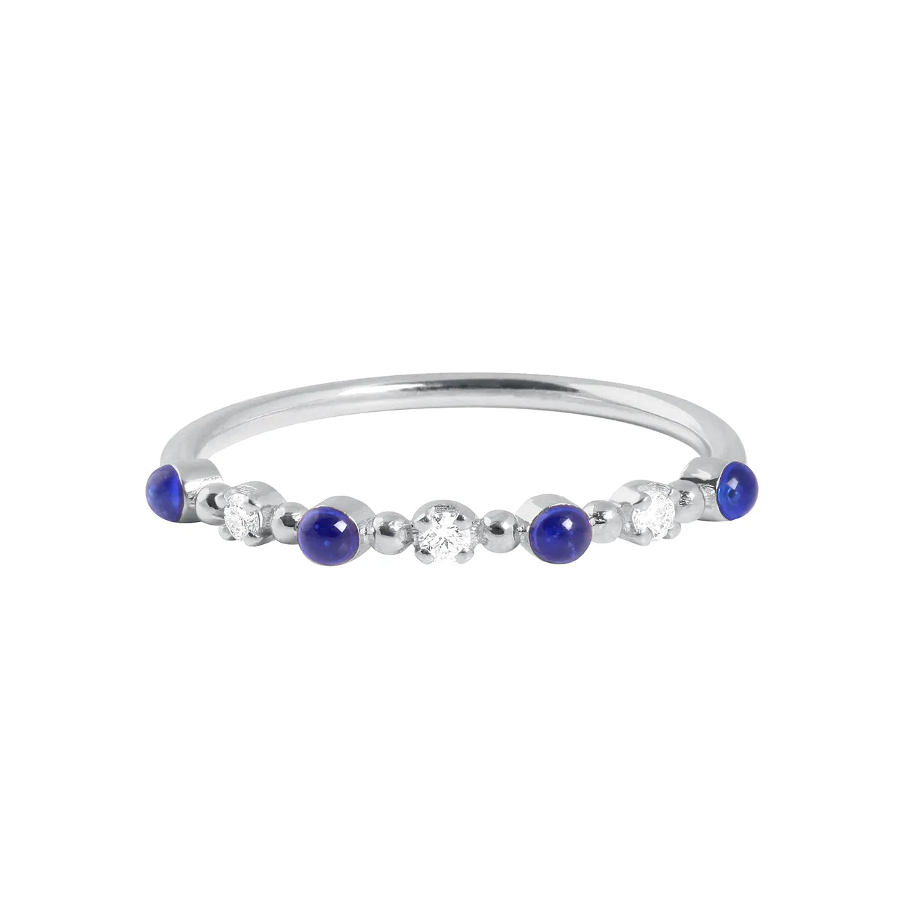 Classic Gigi 3 Diamond Lapis Ring, White Gold, Size 4.75