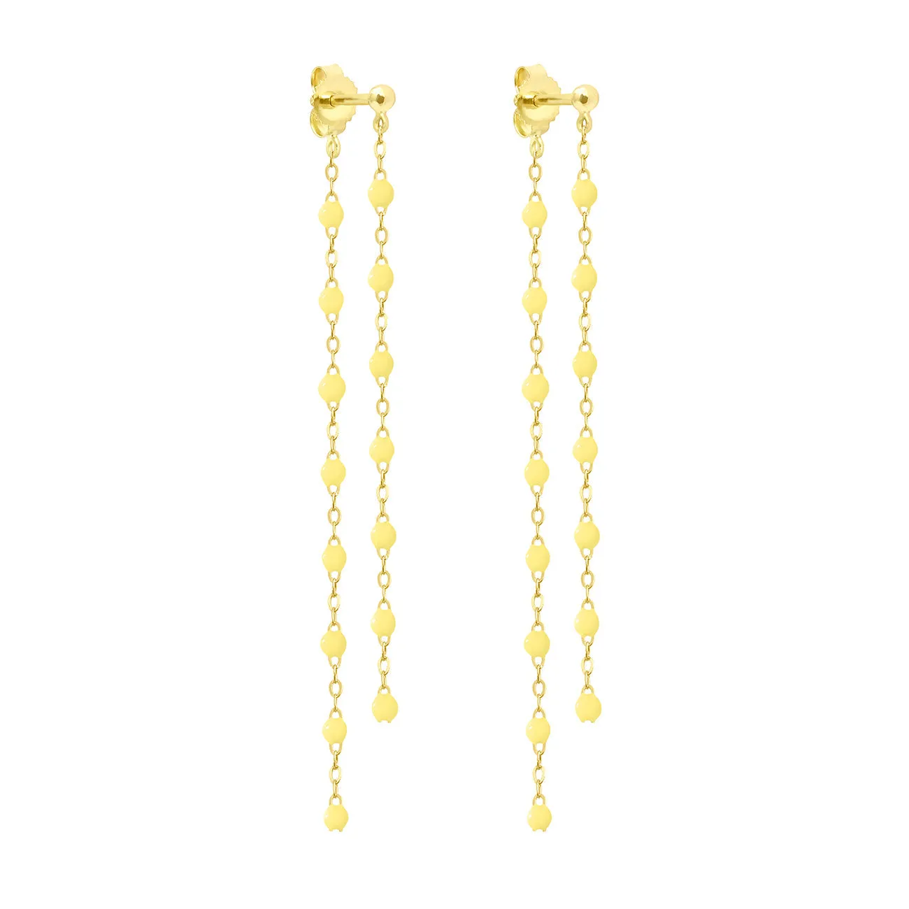 Classic Gigi dangling Mimosa earrings, Yellow Gold