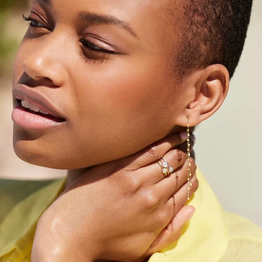 Classic Gigi dangling Mimosa earrings, Yellow Gold